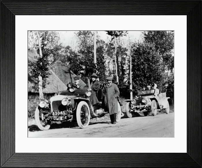 Framed Print : A comparative trial between a Daimler and Rolls Royce Silver Ghost, c1909 Framed Print : A comparative trial between a Daimler and Rolls Royce Silver Ghost, c1909