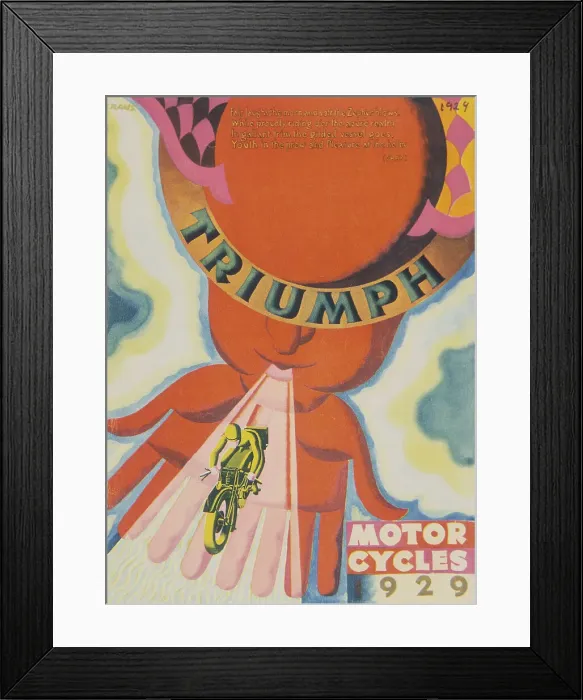 Framed Print : Poster advertising Triumph motor bikes, 1929 Framed Print : Poster advertising Triumph motor bikes, 1929