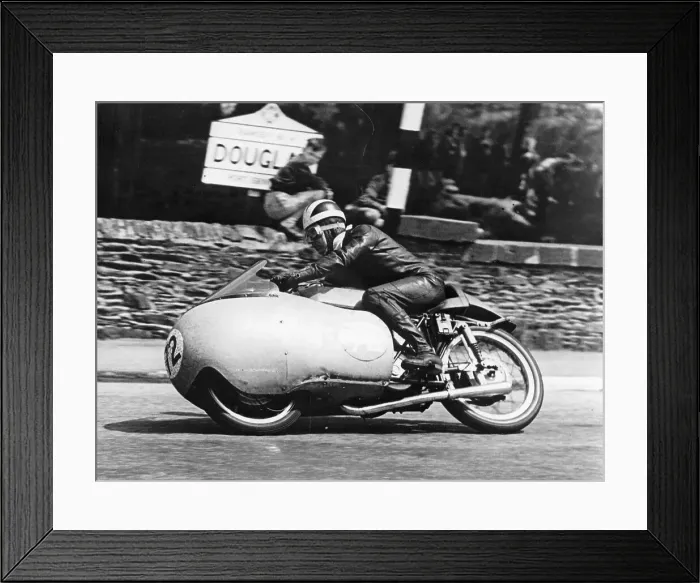 Framed Print : Bill Lomas at Governor's Bridge, Isle of Man Junior TT, 1955 Framed Print : Bill Lomas at Governor's Bridge, Isle of Man Junior TT, 1955