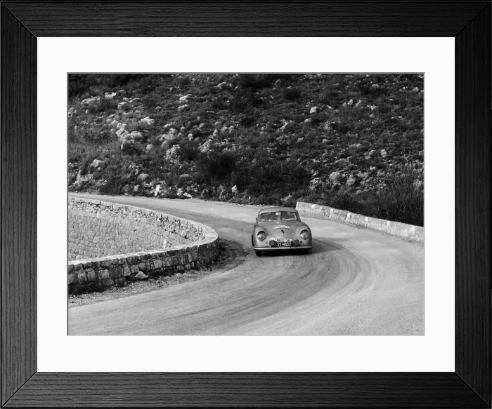 Framed Print : Porsche 356 taking a corner in the Monte Carlo Rally, 1954 Framed Print : Porsche 356 taking a corner in the Monte Carlo Rally, 1954
