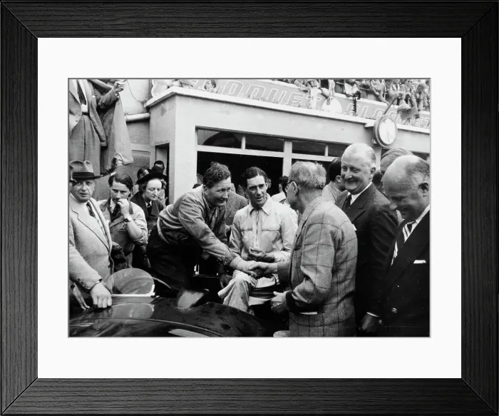 Framed Print : Peter Whitehead being congratulated on his victory with Peter Walker of the Le Mans 24 hours, 1951