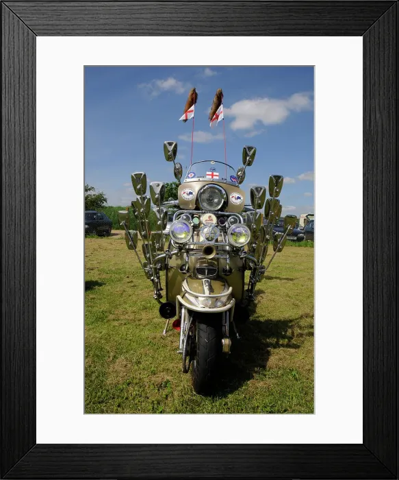Framed Print : Lambretta scooter showing mod mirrors Framed Print : Lambretta scooter showing mod mirrors