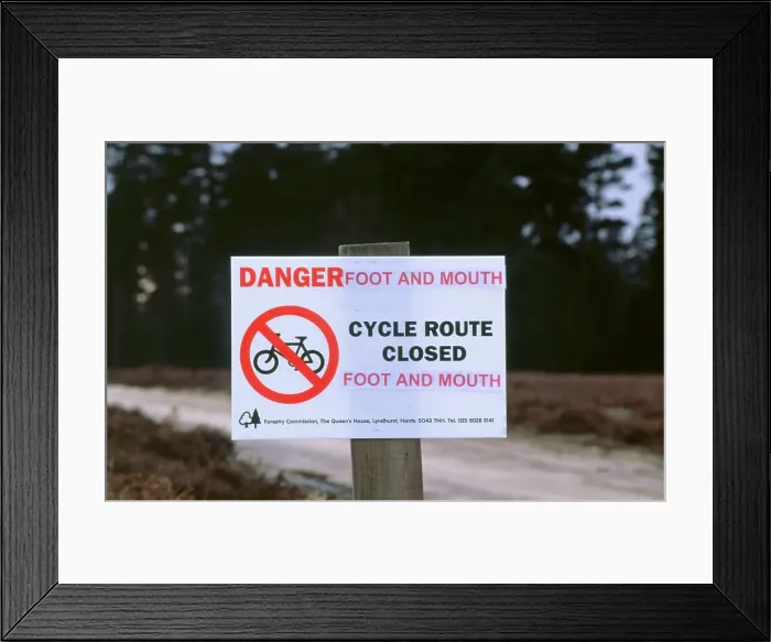 Framed Print : No cycling-Foot and Mouth closure 2001. New Forest Framed Print : No cycling-Foot and Mouth closure 2001. New Forest