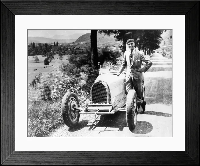 Framed Print : Louis Chiron with his Bugatti Type 51, near Molsheim, Alsace, France, 1931