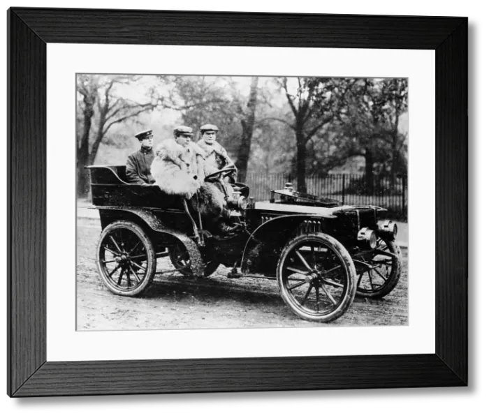 Framed Print : Men riding in a 16hp De Dietrich car, 1902 Framed Print : Men riding in a 16hp De Dietrich car, 1902