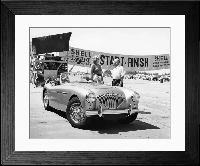 Framed Print : Donald Healey with an Austin Healey at a motor race Framed Print : Donald Healey with an Austin Healey at a motor race