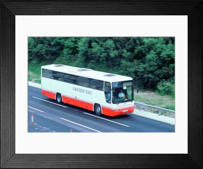 Framed Print : 2002 Coach on M27 motorway Framed Print : 2002 Coach on M27 motorway