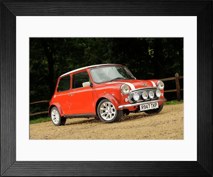 Framed Print : Rover Mini Cooper works 1998. Artist: Simon Clay Framed Print : Rover Mini Cooper works 1998. Artist: Simon Clay