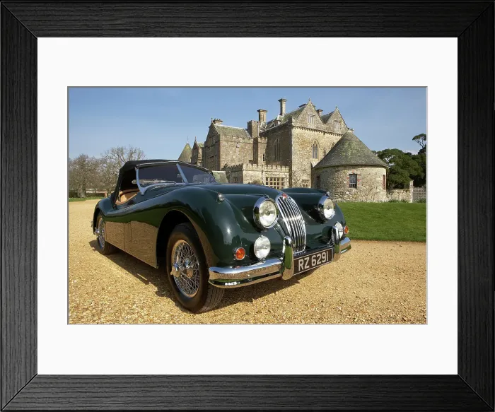 Framed Print : 1954 Jaguar XK140 outside Palace House, Beaulieu