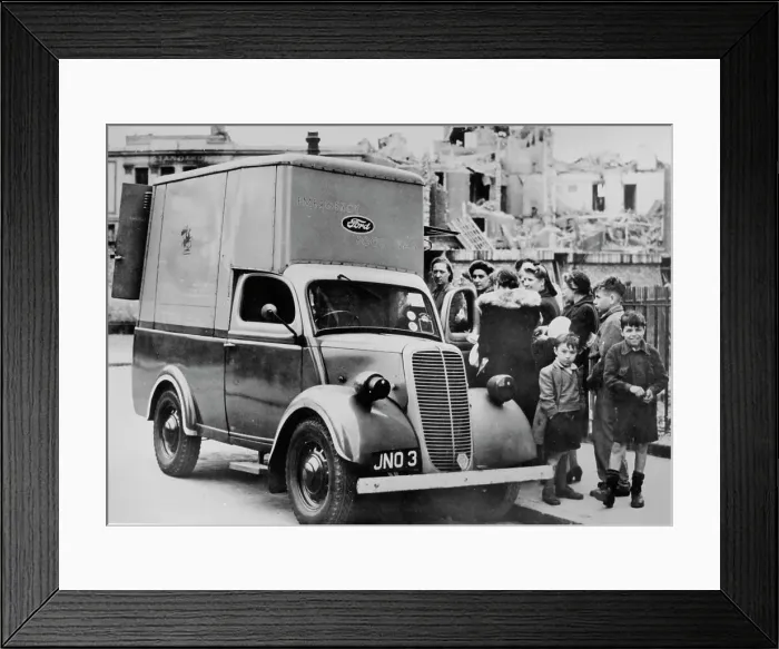 Framed Print : Ford E83W 10cwt Emergency food van in London World War 2 Framed Print : Ford E83W 10cwt Emergency food van in London World War 2