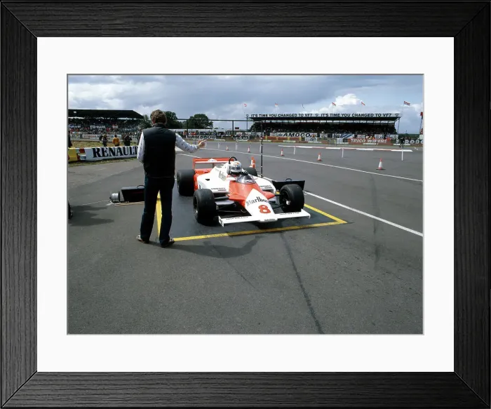 Framed Print : Andrea de Cesaris in a McLaren-Cosworth MP4, British Grand Prix, Silverstone, 1981 Framed Print : Andrea de Cesaris in a McLaren-Cosworth MP4, British Grand Prix, Silverstone, 1981