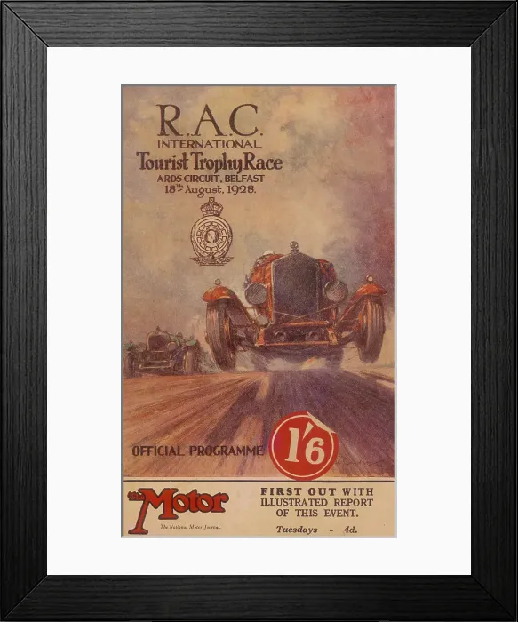 Framed Print : A programme for the RAC International Tourist Trophy Race, Belfast, Northern Ireland, 1929 Framed Print : A programme for the RAC International Tourist Trophy Race, Belfast, Northern Ireland, 1929
