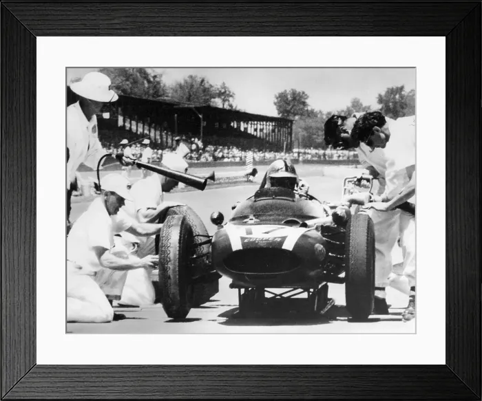 Framed Print : Jack Brabham's Cooper in the pits, Indianapolis 500, Indiana, USA, 1961 Framed Print : Jack Brabham's Cooper in the pits, Indianapolis 500, Indiana, USA, 1961