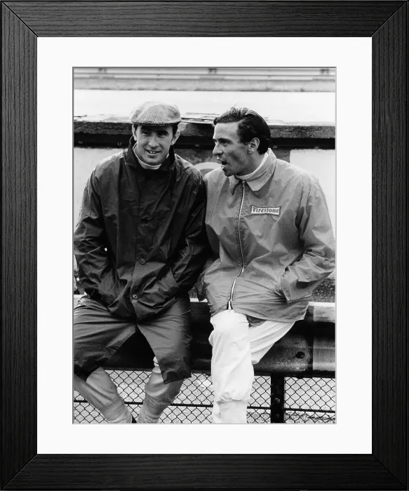 Framed Print : Jackie Stewart on the left, and Jim Clark, 1967 Framed Print : Jackie Stewart on the left, and Jim Clark, 1967