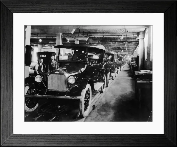Framed Print : Chevrolet 490 cars on production line, c1920 Framed Print : Chevrolet 490 cars on production line, c1920