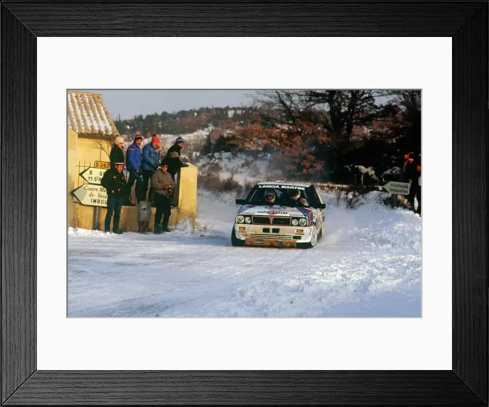 Framed Print : Juha Kankkunen in Lancia Delta HF during 1987 Monte Carlo Rally. He finished 2nd overall Framed Print : Juha Kankkunen in Lancia Delta HF during 1987 Monte Carlo Rally. He finished 2nd overall