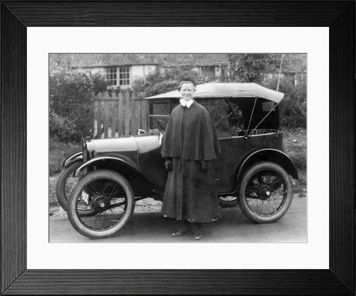 Framed Print : Woman with an Austin Seven, c1923 Framed Print : Woman with an Austin Seven, c1923