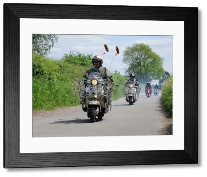 Framed Print : Mods on scooters on club run 2008 Framed Print : Mods on scooters on club run 2008
