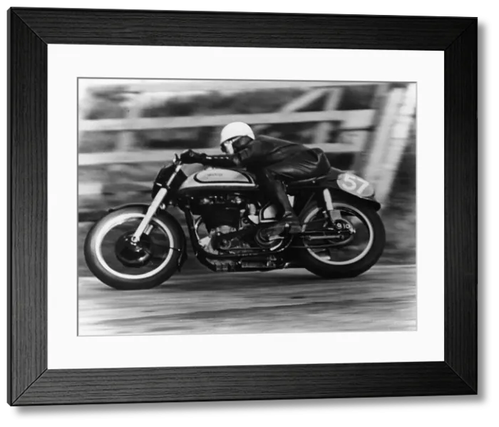 Framed Print : A Norton in action in the Isle of Man TT, 1950 Framed Print : A Norton in action in the Isle of Man TT, 1950