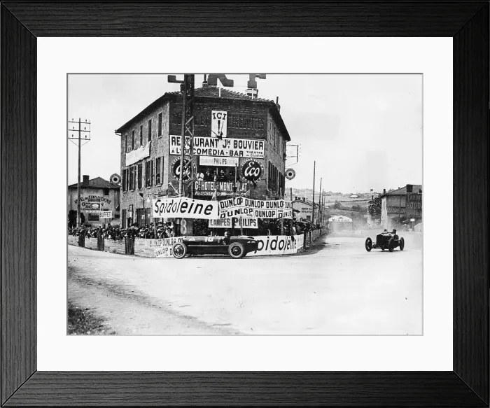 Framed Print : Les Sept Chemins hairpin at the French Grand Prix, Lyons, 1924 Framed Print : Les Sept Chemins hairpin at the French Grand Prix, Lyons, 1924