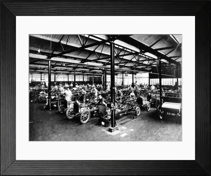 Framed Print : Interior of the Calcott car factory, Coventry, Warwickshire, April, 1921 Framed Print : Interior of the Calcott car factory, Coventry, Warwickshire, April, 1921