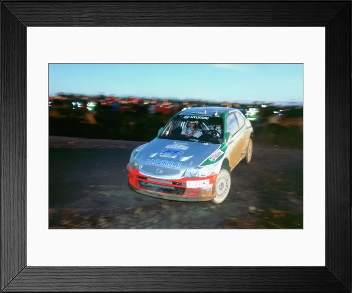 Framed Print : 2002 Hyundai Accent WRC on 2002 Network Q rally, Kankkunen Framed Print : 2002 Hyundai Accent WRC on 2002 Network Q rally, Kankkunen