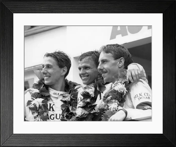 Framed Print : Drivers of the Jaguar which won the Le Mans 24 Hours, France, 1988 Framed Print : Drivers of the Jaguar which won the Le Mans 24 Hours, France, 1988