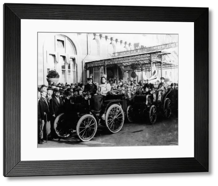 Framed Print : HJ Lawson and his wife at the start of the Emancipation Run, Brighton, East Sussex, 1896 Framed Print : HJ Lawson and his wife at the start of the Emancipation Run, Brighton, East Sussex, 1896