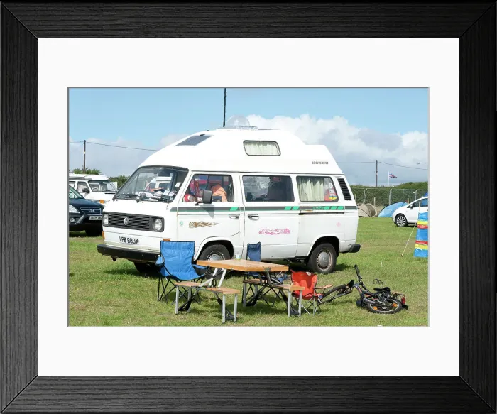 Framed Print : Volkswagen camper van at V Dub Island event, Isle of Wight 2013