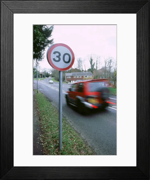 Framed Print : 30 mph speed limit sign Framed Print : 30 mph speed limit sign