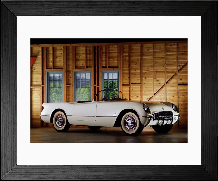 Framed Print : Chevrolet Corvette 1954. Artist: Simon Clay Framed Print : Chevrolet Corvette 1954. Artist: Simon Clay