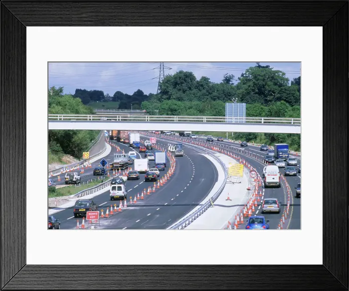 Framed Print : Contraflow system on M27 motorway Framed Print : Contraflow system on M27 motorway