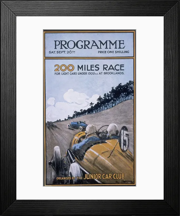 Framed Print : Programme for the 200 miles race, Brooklands, 1925 Framed Print : Programme for the 200 miles race, Brooklands, 1925
