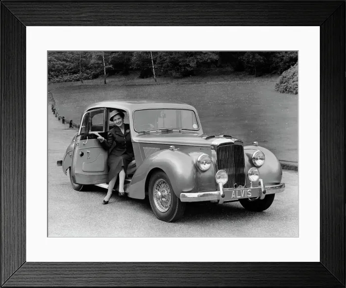 Framed Print : Woman in a 1954 Alvis 3 litre TC 21, (late 1950s?) Framed Print : Woman in a 1954 Alvis 3 litre TC 21, (late 1950s?)