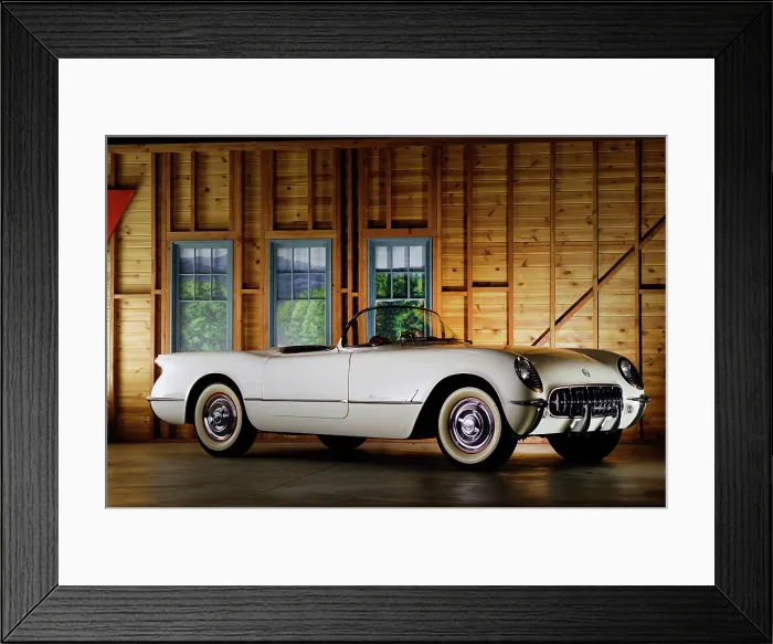 Framed Print : Chevrolet Corvette 1954. Artist: Simon Clay Framed Print : Chevrolet Corvette 1954. Artist: Simon Clay