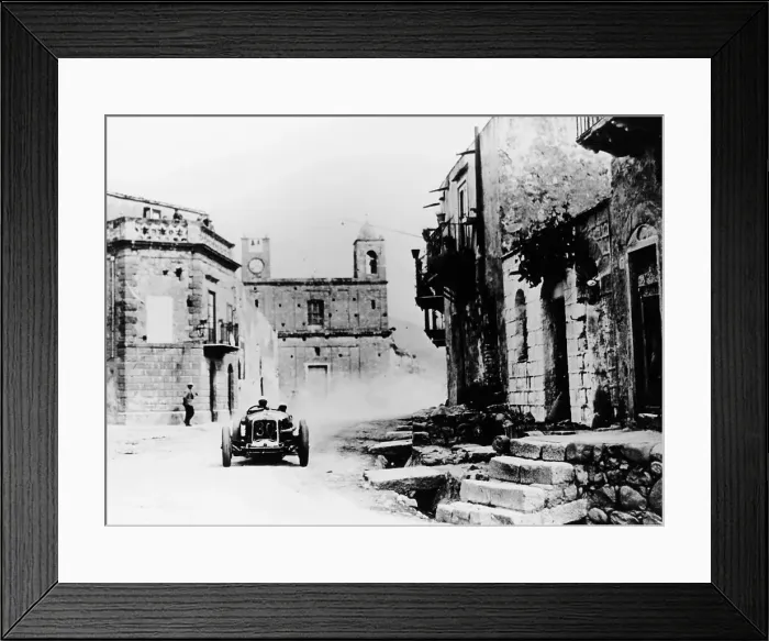 Framed Print : Achille Varzi in a P2 Alfa Romeo Grand Prix car, in the Targa Florio race, Sicily, 1930 Framed Print : Achille Varzi in a P2 Alfa Romeo Grand Prix car, in the Targa Florio race, Sicily, 1930
