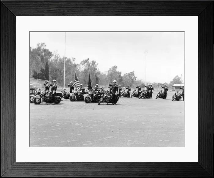 Framed Print : A police patrol with their Harley-Davidsons, America Framed Print : A police patrol with their Harley-Davidsons, America