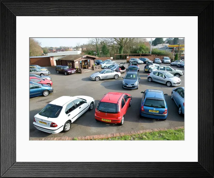 Framed Print : Used Car Dealership Forecourt 2009 Framed Print : Used Car Dealership Forecourt 2009