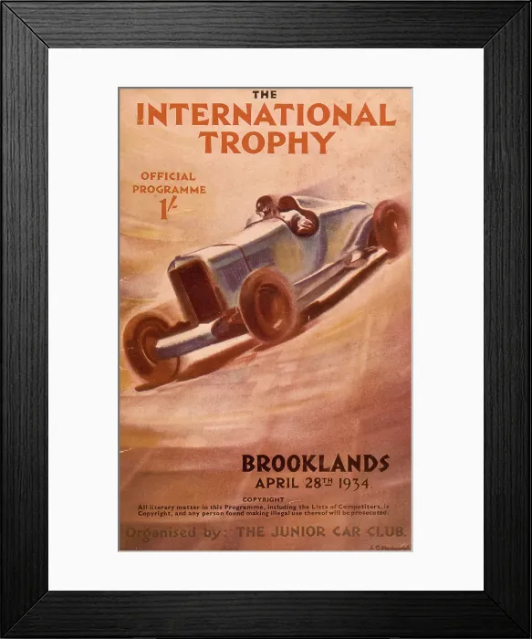 Framed Print : Programme for the Brooklands International Trophy, 1934 Framed Print : Programme for the Brooklands International Trophy, 1934
