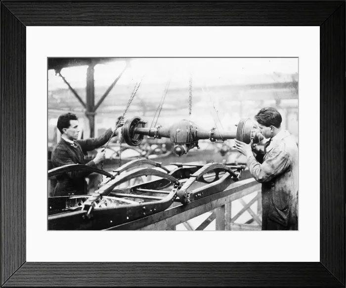 Framed Print : Two men at work on the production line, Cubitt factory, c1920-c1921 Framed Print : Two men at work on the production line, Cubitt factory, c1920-c1921