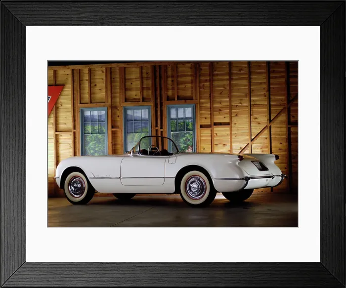 Framed Print : Chevrolet Corvette 1954. Artist: Simon Clay Framed Print : Chevrolet Corvette 1954. Artist: Simon Clay