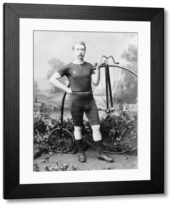 Framed Print : Ralph Clifton with a penny farthing, (c1895?) Framed Print : Ralph Clifton with a penny farthing, (c1895?)