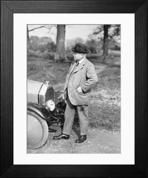 Framed Print : Victor Holroyd with a Triumph car Framed Print : Victor Holroyd with a Triumph car