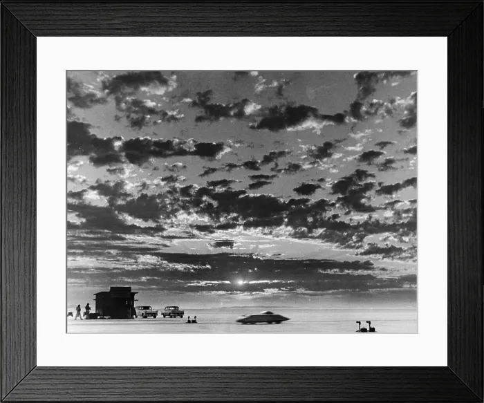 Framed Print : Donald Healey's Austin Healey attempting a Land Speed Record, 1956 Framed Print : Donald Healey's Austin Healey attempting a Land Speed Record, 1956
