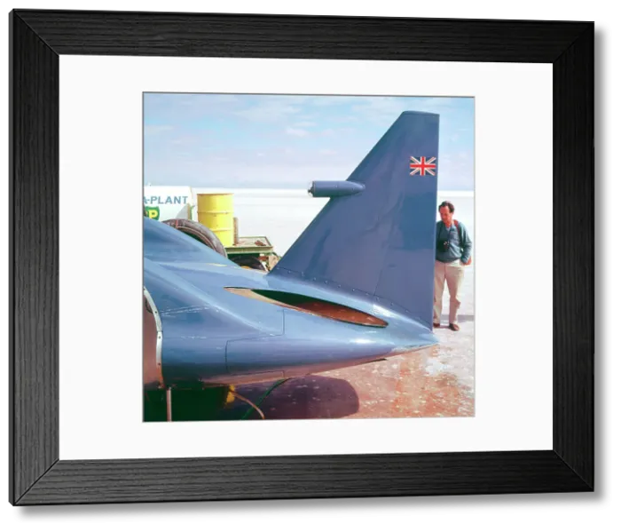 Framed Print : Donald Campbell examines Bluebird, Lake Eyre, Australia, 1960s Framed Print : Donald Campbell examines Bluebird, Lake Eyre, Australia, 1960s