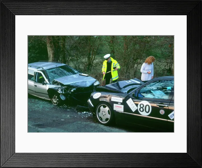 Framed Print : Head on Collision on country road Framed Print : Head on Collision on country road