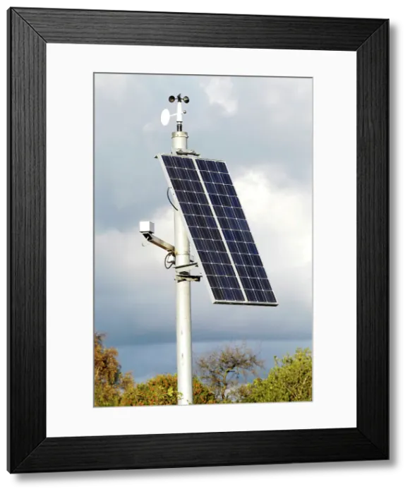 Framed Print : Solar Panel powering roadside equipment