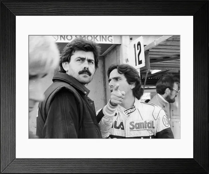 Framed Print : Gordon Murray and Nelson Piquet, European Grand Prix, Brands Hatch, Kent, 1983 Framed Print : Gordon Murray and Nelson Piquet, European Grand Prix, Brands Hatch, Kent, 1983