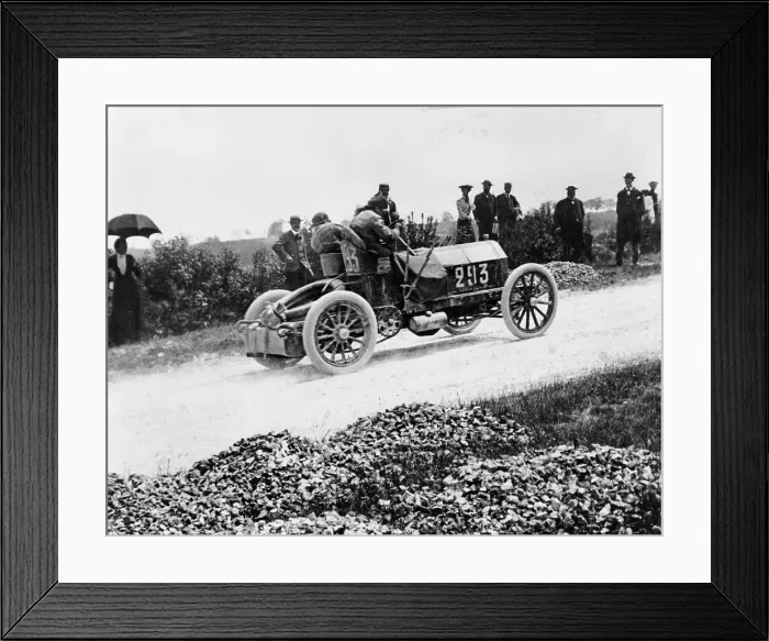 Framed Print : Mercedes 60 hp climbing a hill on the Paris-Madrid Race, 1903 Framed Print : Mercedes 60 hp climbing a hill on the Paris-Madrid Race, 1903