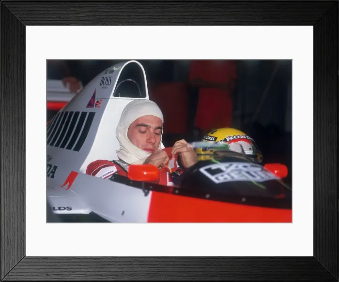 Framed Print : Ayrton Senna in his McLaren-Honda, British Grand Prix, Silverstone, Northamptonshire, 1989 Framed Print : Ayrton Senna in his McLaren-Honda, British Grand Prix, Silverstone, Northamptonshire, 1989